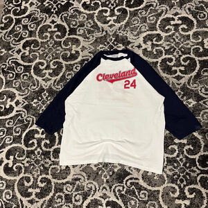 Men's Unbranded Cleveland 24 Baseball Jersey XL White Navy Blue